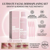 114G Facial Hair Identification Spray Dermaplaning Hair Removal Spray Face Fuzzy Hair Marker with Scraper Eyebrow Trimmer